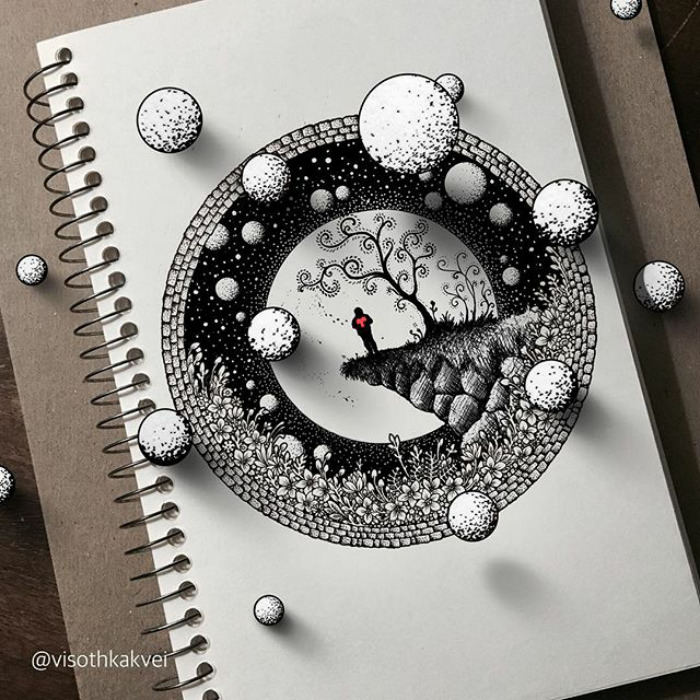 Visoth Kakvei ilustraciones ilusiones opticas 4