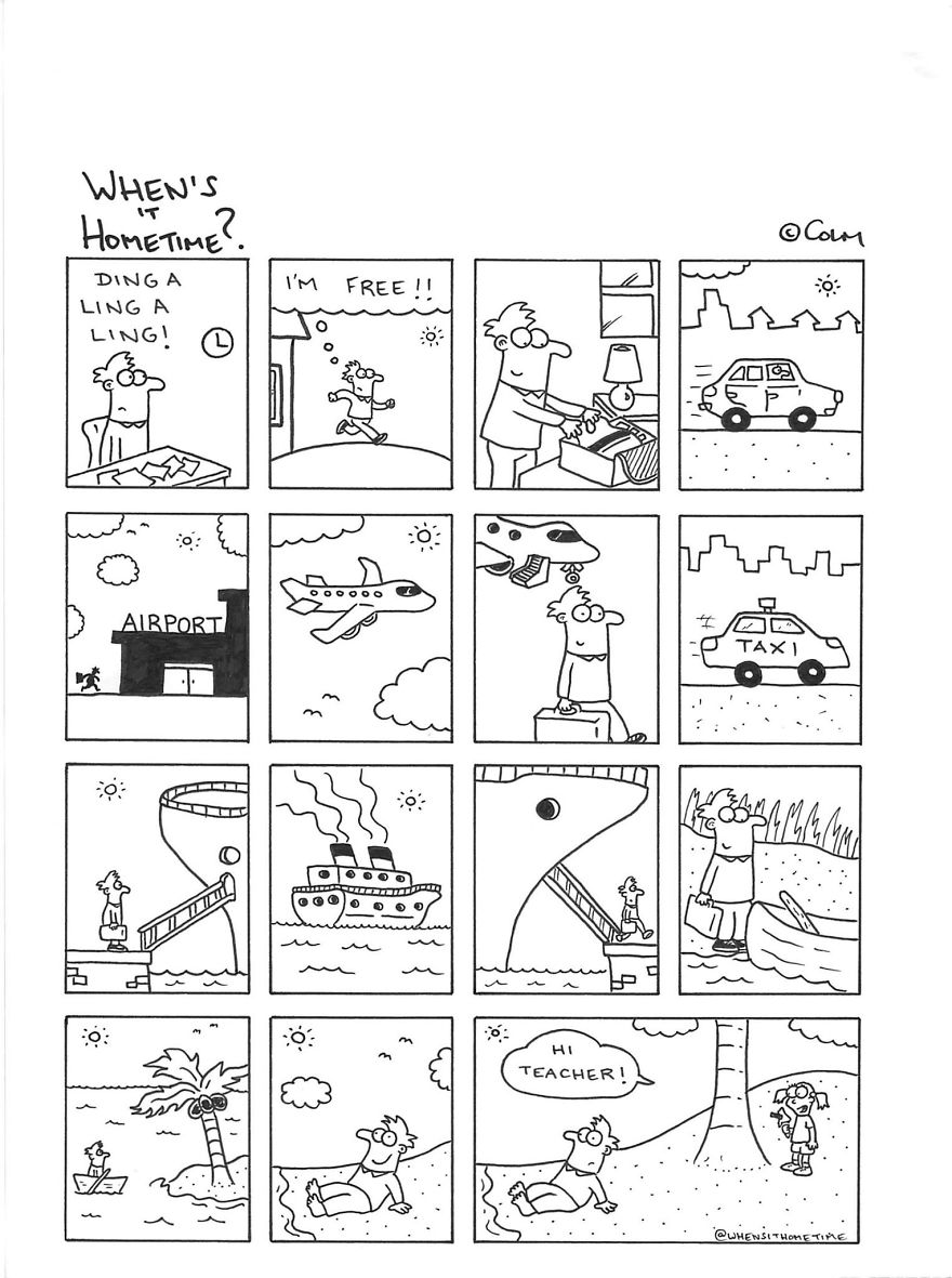Whens it Hometime humor ilustracion clases