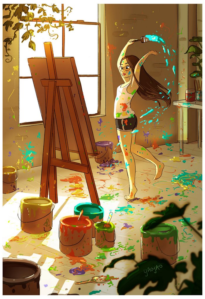 Yaoyao Ma Van As ilustraciones felicidad vivir sola 11