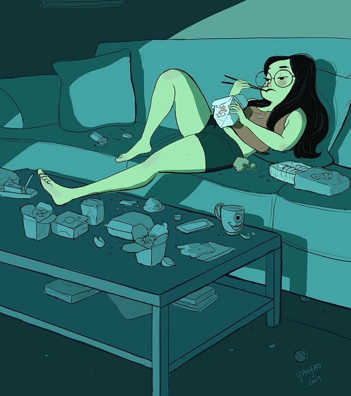 Yaoyao Ma Van As ilustraciones felicidad vivir sola 14