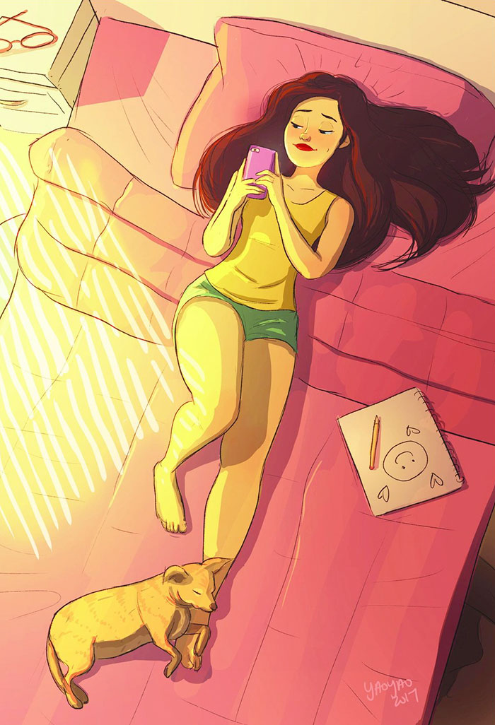 Yaoyao Ma Van As ilustraciones felicidad vivir sola 15