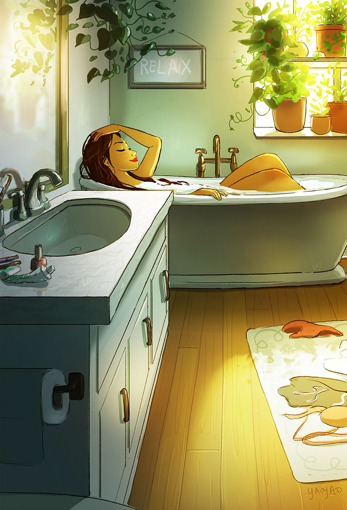 Yaoyao Ma Van As ilustraciones felicidad vivir sola 16