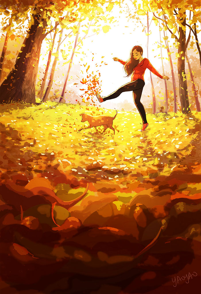 Yaoyao Ma Van As ilustraciones felicidad vivir sola 22
