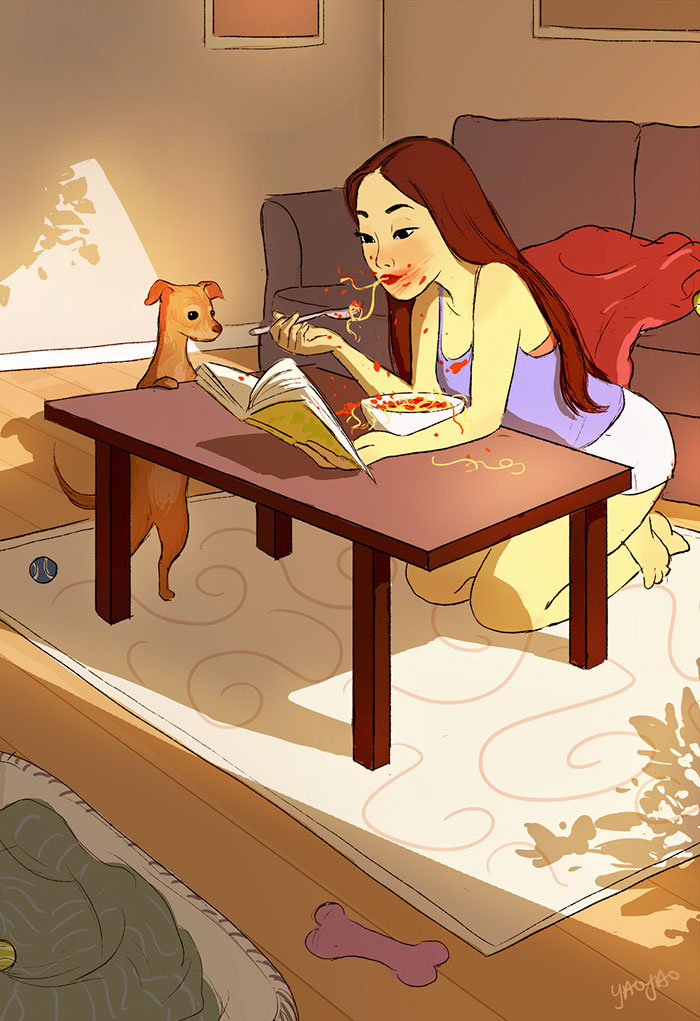 Yaoyao Ma Van As ilustraciones felicidad vivir sola 26