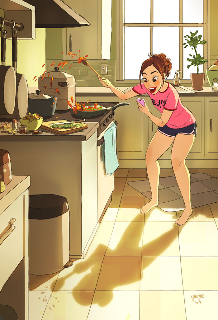 Yaoyao Ma Van As ilustraciones felicidad vivir sola 28