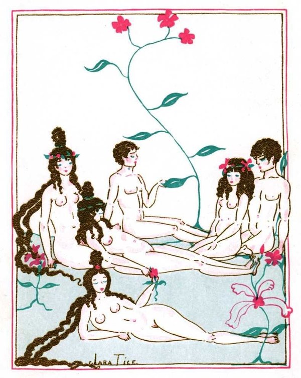 Ilustraciones de dibujos de desnudos femeninos de Clara Tice