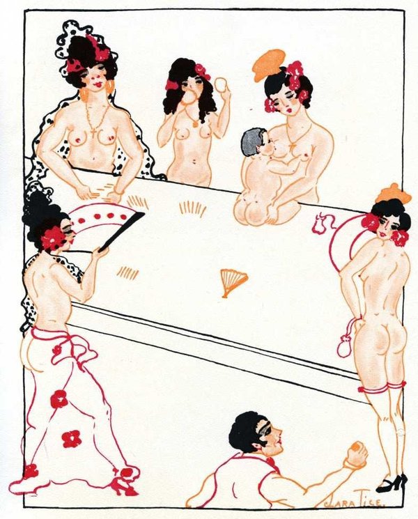 Ilustraciones de dibujos de desnudos femeninos de Clara Tice