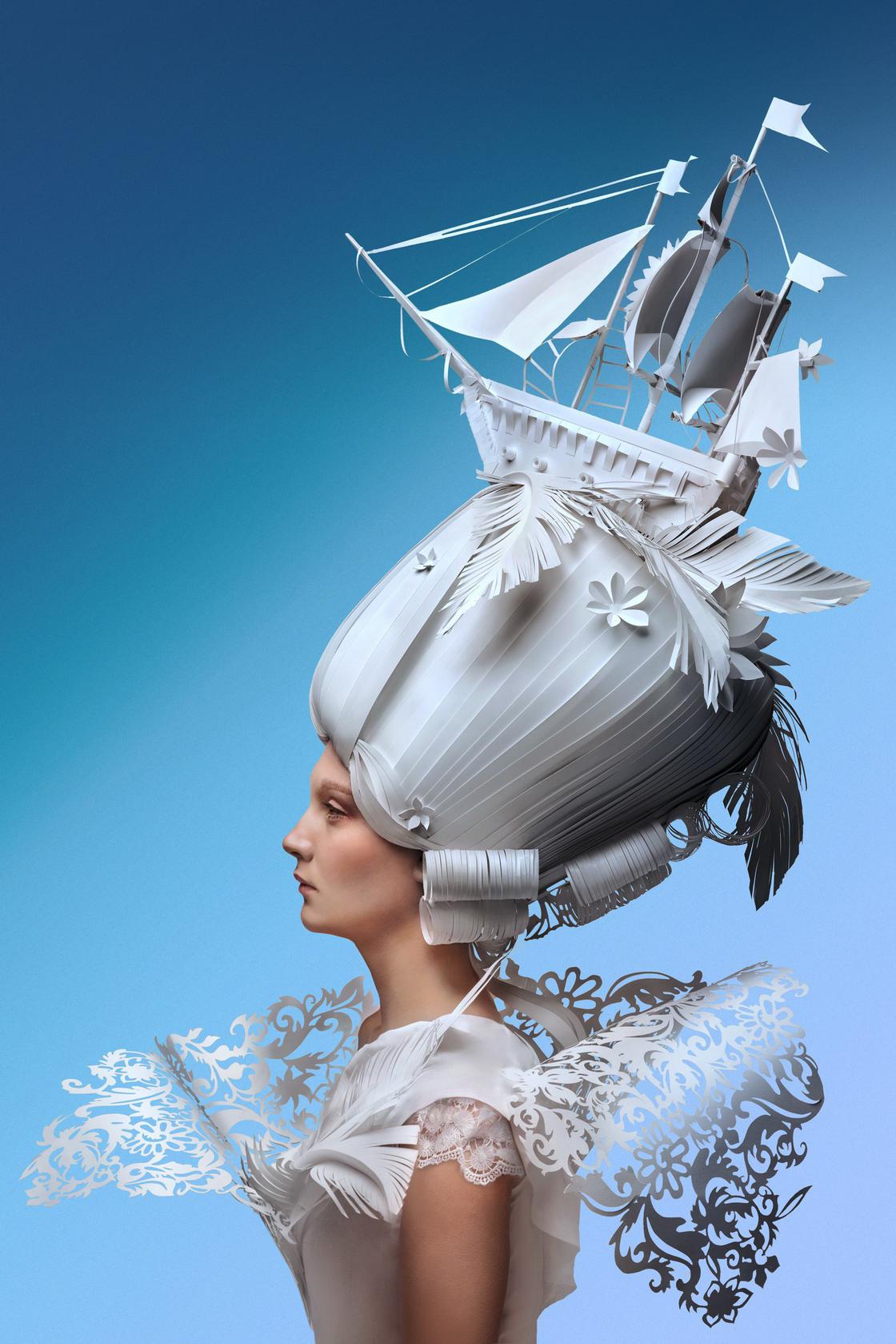 Las pelucas barrocas de papel de la artista Asya Kozina