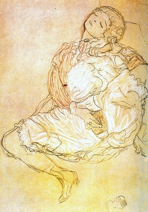 Dibujo de Gustav Klimt, mujer desnuda