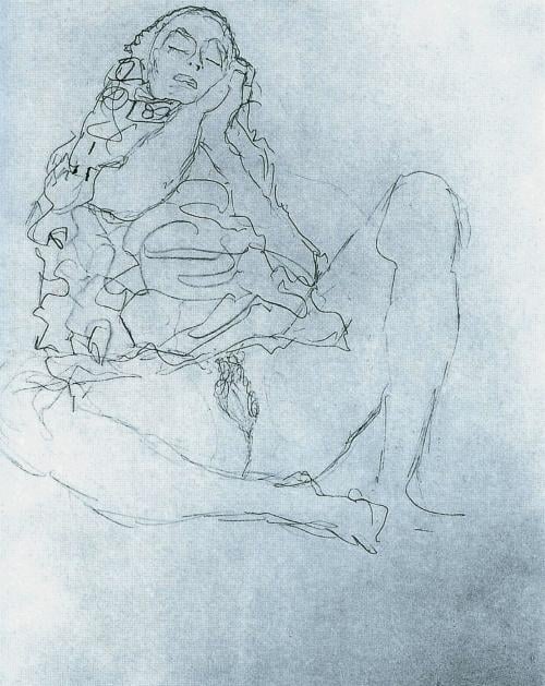 Dibujo de Gustav Klimt, mujer desnuda