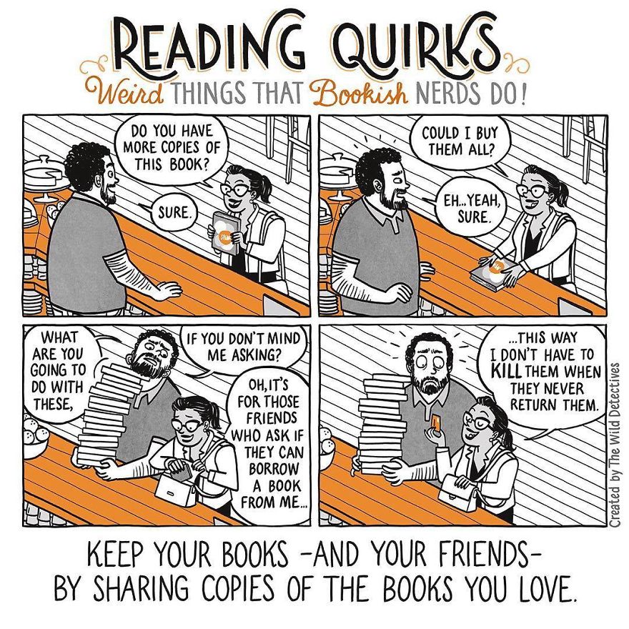 Reading Quirks ilustrado por Laura Pacheco, The Wild Detectives.