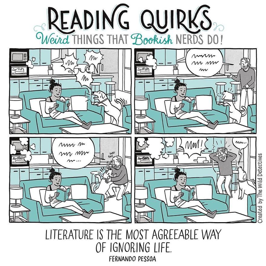 Reading Quirks ilustrado por Laura Pacheco, The Wild Detectives.