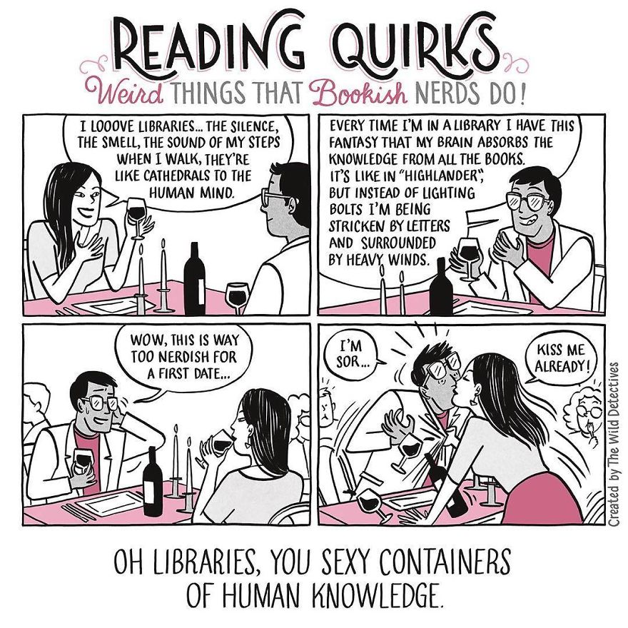 Reading Quirks ilustrado por Laura Pacheco, The Wild Detectives.