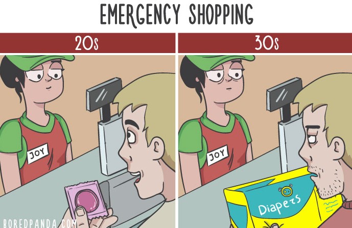 Bored Panda 13 ilustraciones humor viñetas diferenciaentrelos20ylos30.jpg.png