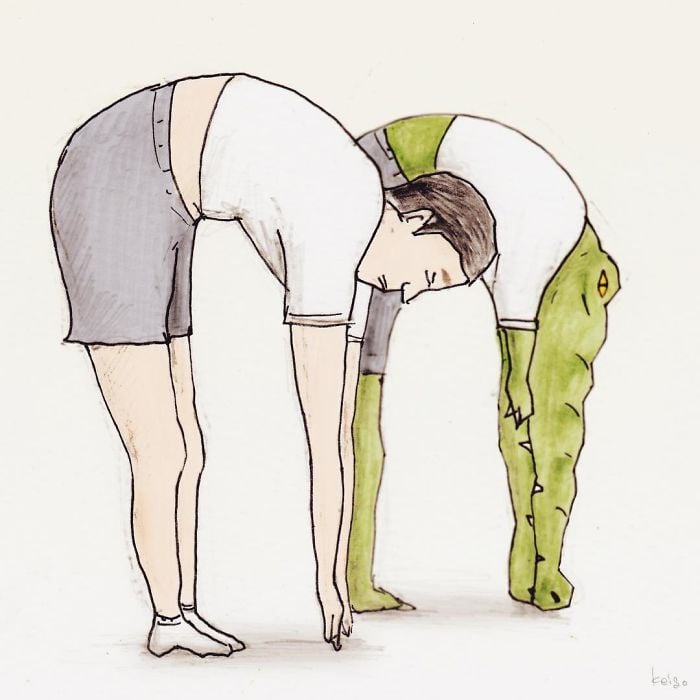 Keigo 12 cocodrilo viñetas ilustración humor dibujo