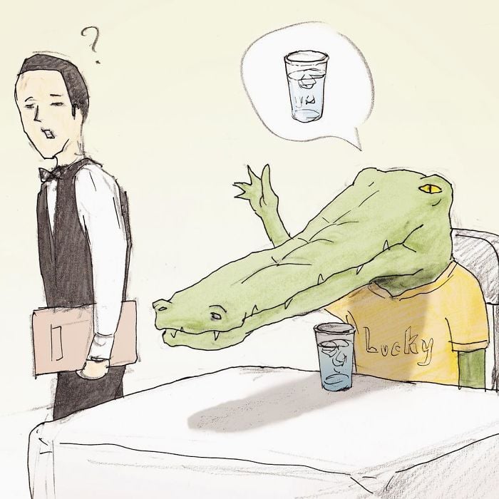 Keigo 14 cocodrilo viñetas ilustración humor dibujo