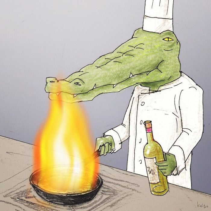 Keigo 20 cocodrilo viñetas ilustración humor dibujo
