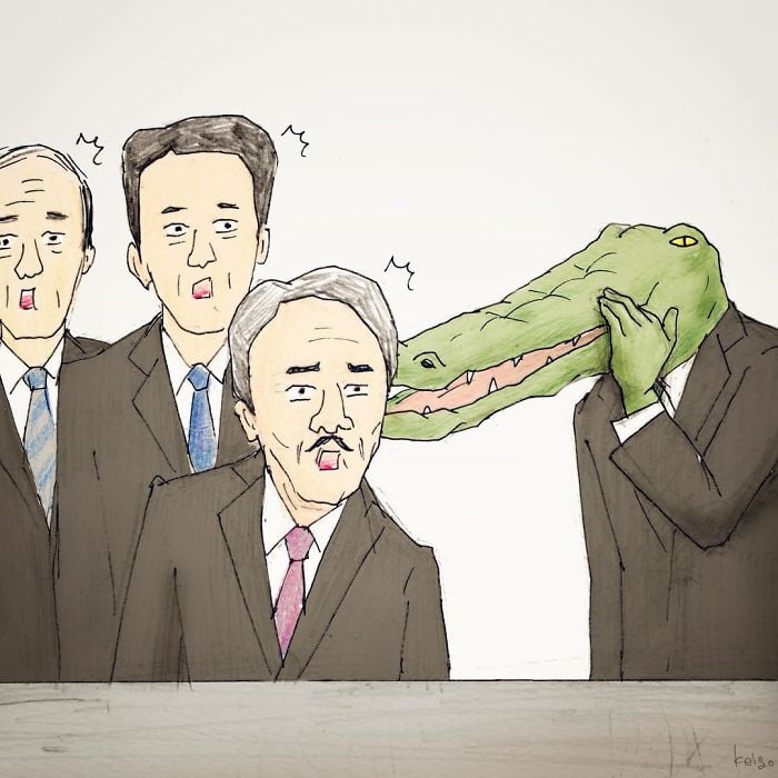 Keigo 23 cocodrilo viñetas ilustración humor dibujo