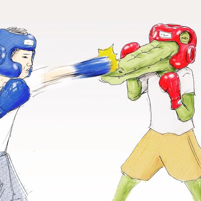 Keigo 25 cocodrilo viñetas ilustración humor dibujo