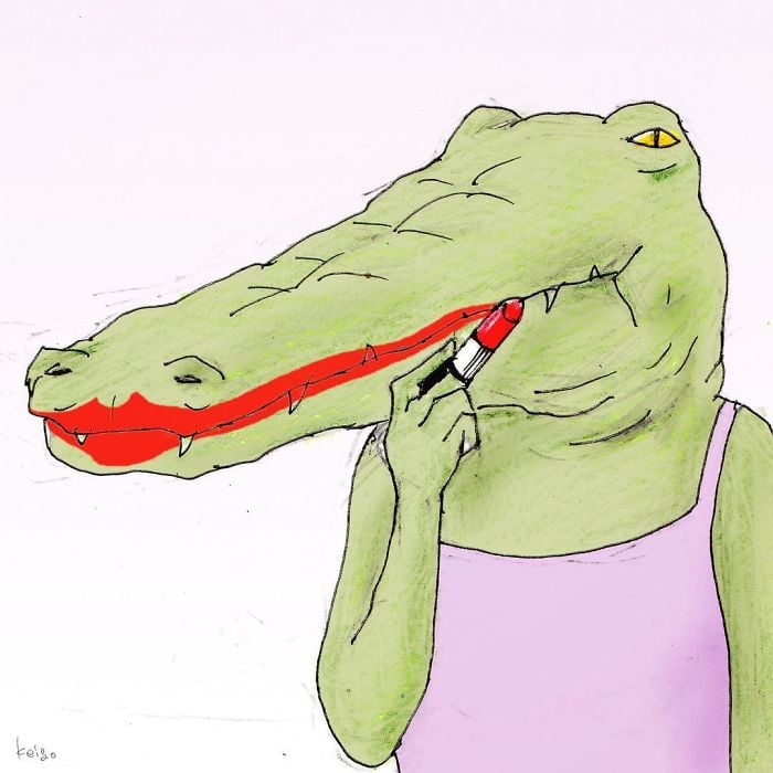 Keigo 7 cocodrilo viñetas ilustración humor dibujo
