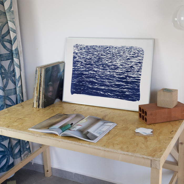 cianotipia original blue sea waves edicion limitada