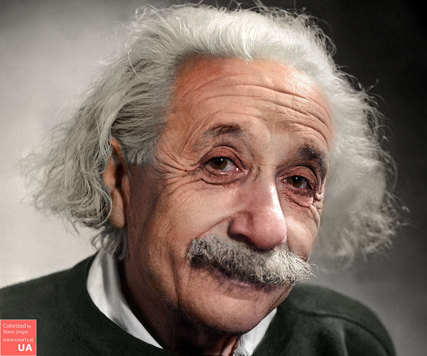 Albert Einstein en una versión coloreada digitalmente a partir de una célebre fotografía tomada por el fotógrafo Fred Stein en 1946