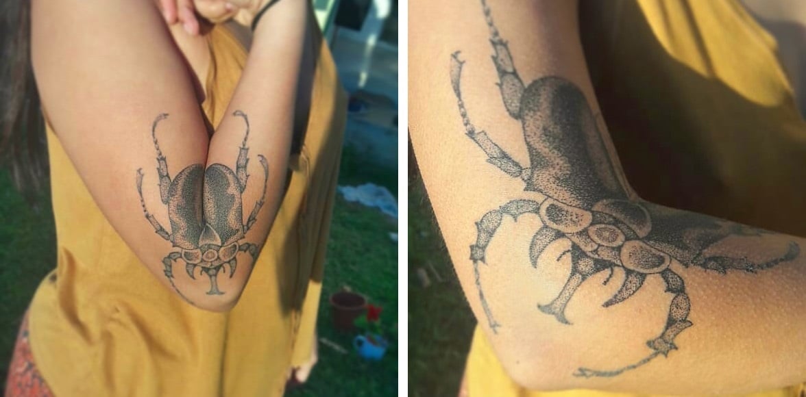 Menace 1 TatuajeArticulado Escarabajo arte tatuaje estimulante ingenio efectoóptico ilusiónóptica