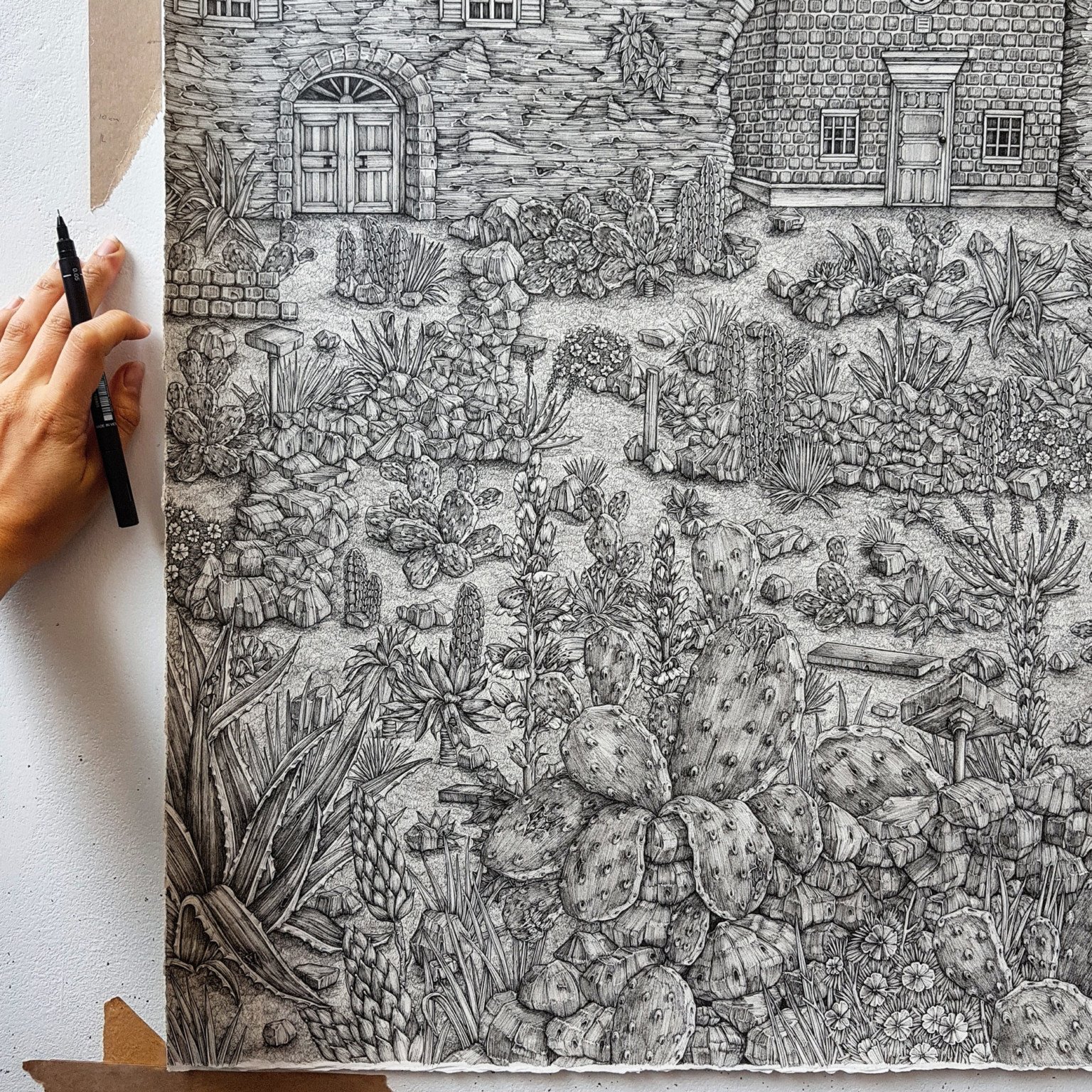 Olivia Kemp 2 ilustración dibujos granescala tinta lápiz detallismo lugares arte artepictórico