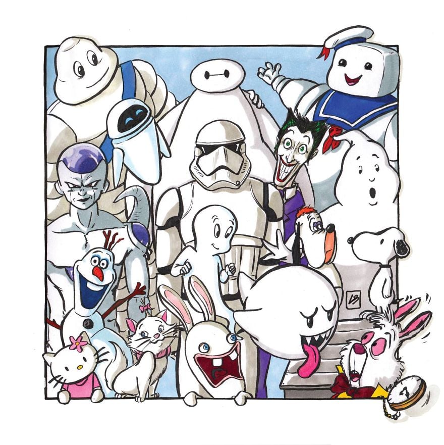 LindaBouderbala 4 ilustración humor héroes villanos cómic dibujos colores