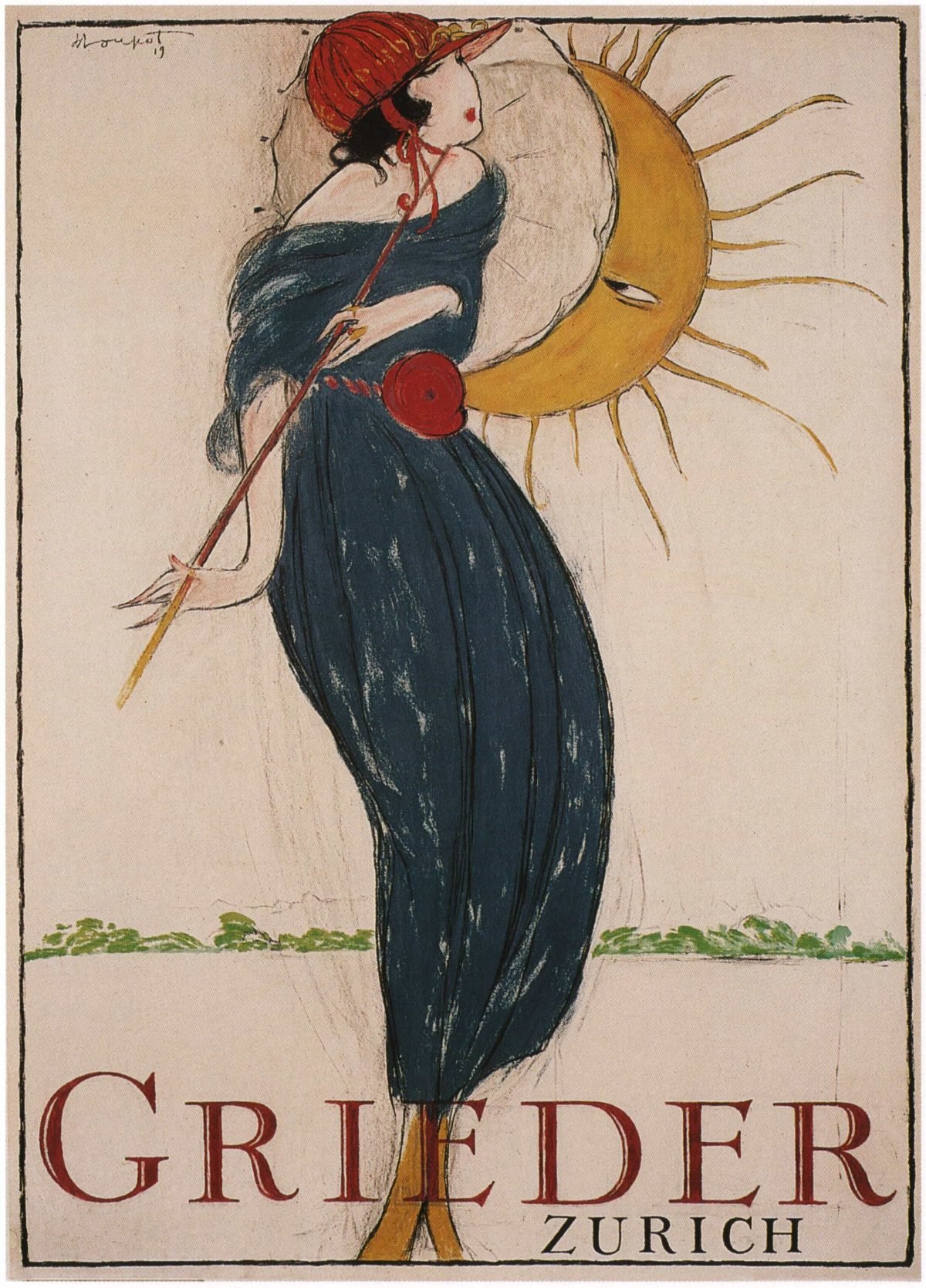 Charles Loupot en 1919. Anuncio para una tienda llamada Grieder en Zurich, Suiza.