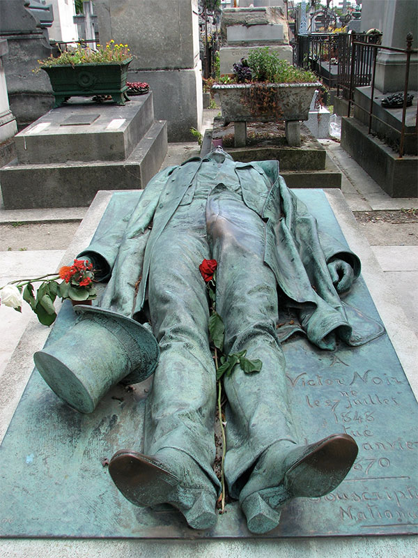 Víctor Noir Pére Lachaise cementerio tumba Jules Dalou Dita Von Tesse erotismo superstición París