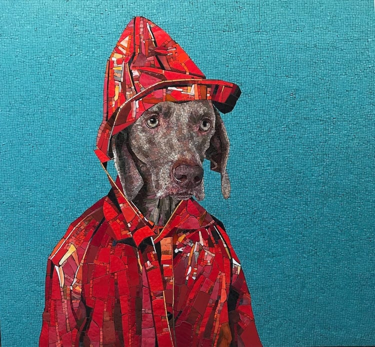 WilliamWegman 3 mosaicos Weimaraner intervencionesurbanas arteurbano MetroDeNuevaYork color