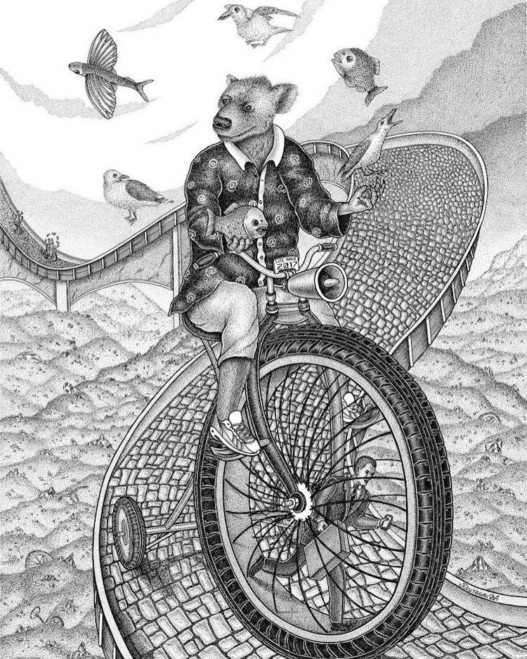 DzmitryiKashtalyan 12 ilustración animales belleza estimulante dibujo arte punteado