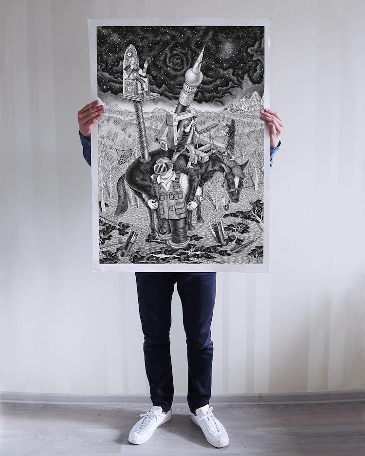 DzmitryiKashtalyan 16 ilustración animales belleza estimulante dibujo arte punteado