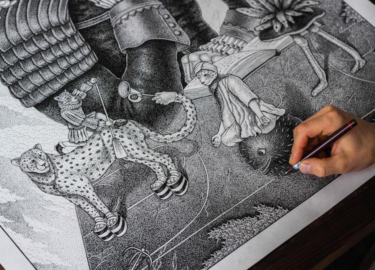 DzmitryiKashtalyan 9 ilustración animales belleza estimulante dibujo arte punteado