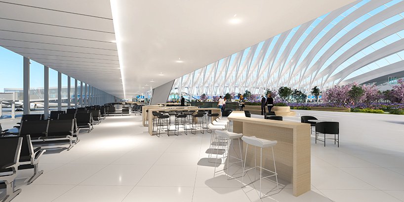 Sala de espera proyecto Calatrava aeropuerto Chicago
