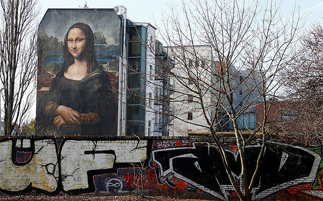 LaGioconda 5 Mural Berlin LaMonaLisa LeonardoDaVinci IntervencionesUrbanas Pintura DieDixons