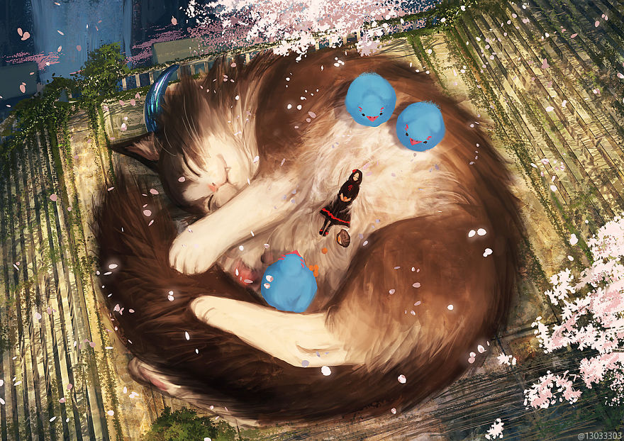 Ariduka55 Monokubo 11 ilustarcion Japon Studio Ghibli Hayao Miyazaki gato dibujos magia