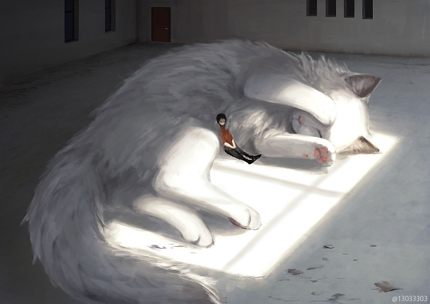 Ariduka55 Monokubo 14 ilustarcion Japon Studio Ghibli Hayao Miyazaki gato dibujos magia