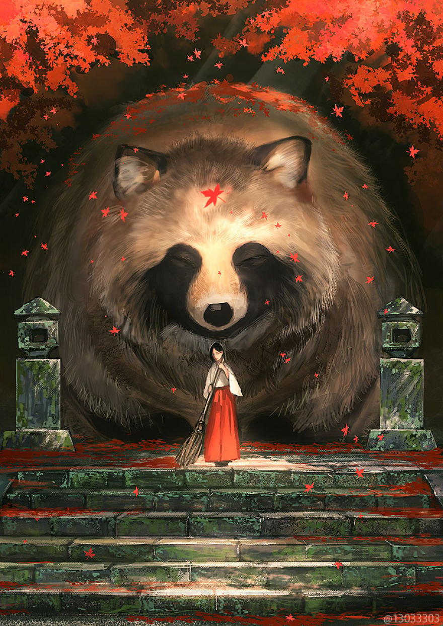 Ariduka55 Monokubo 7 ilustarcion Japon Studio Ghibli Hayao Miyazaki gato dibujos magia