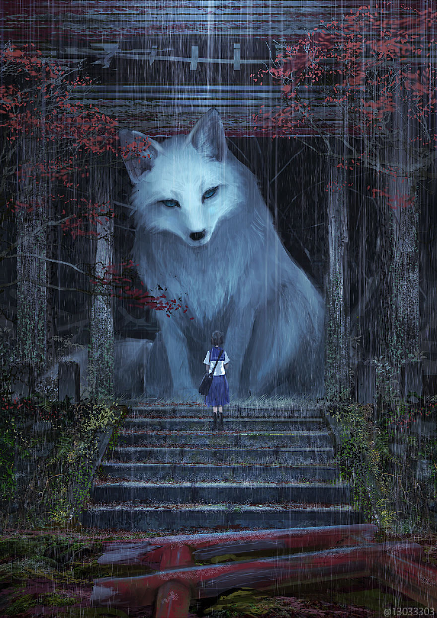 Ariduka55 Monokubo 8 ilustarcion Japon Studio Ghibli Hayao Miyazaki gato dibujos magia