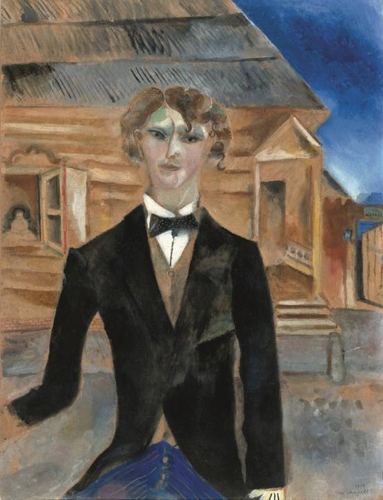 Autorretrato delante de la casa de Marc Chagall