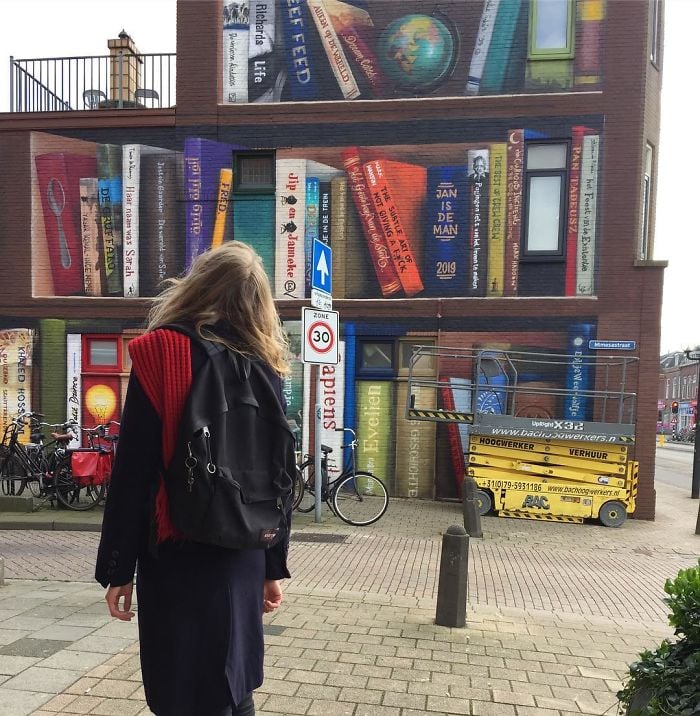 Jan Is de Man 5 Deef Feed street art intervenciones urbanas libros biblioteca 3D mural