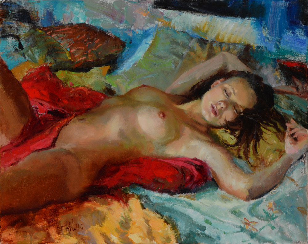 Pintura de mujer desnuda de Eric Wallis.