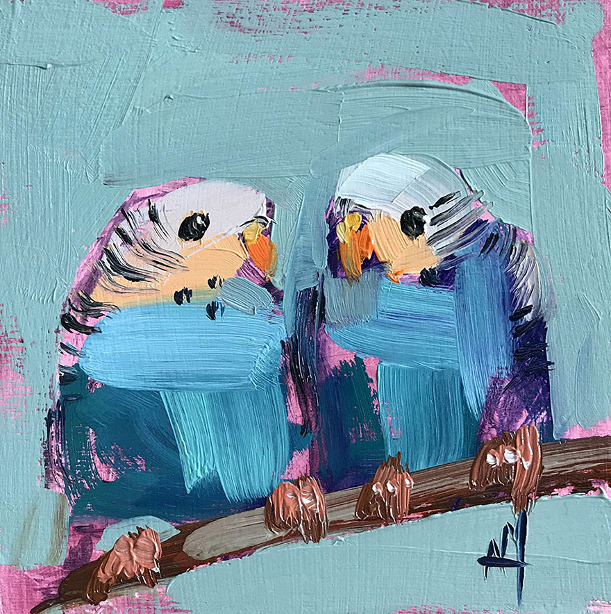 Angela Moulton 1 oleo pintura pajaros impresionismo color