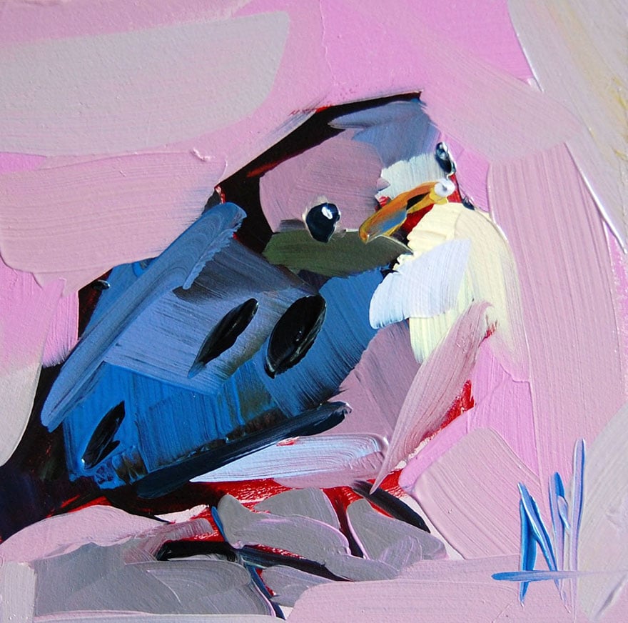 Angela Moulton 3 oleo pintura pajaros impresionismo color