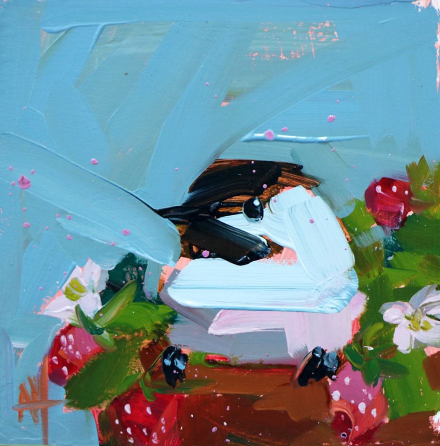 Angela Moulton 5 oleo pintura pajaros impresionismo color
