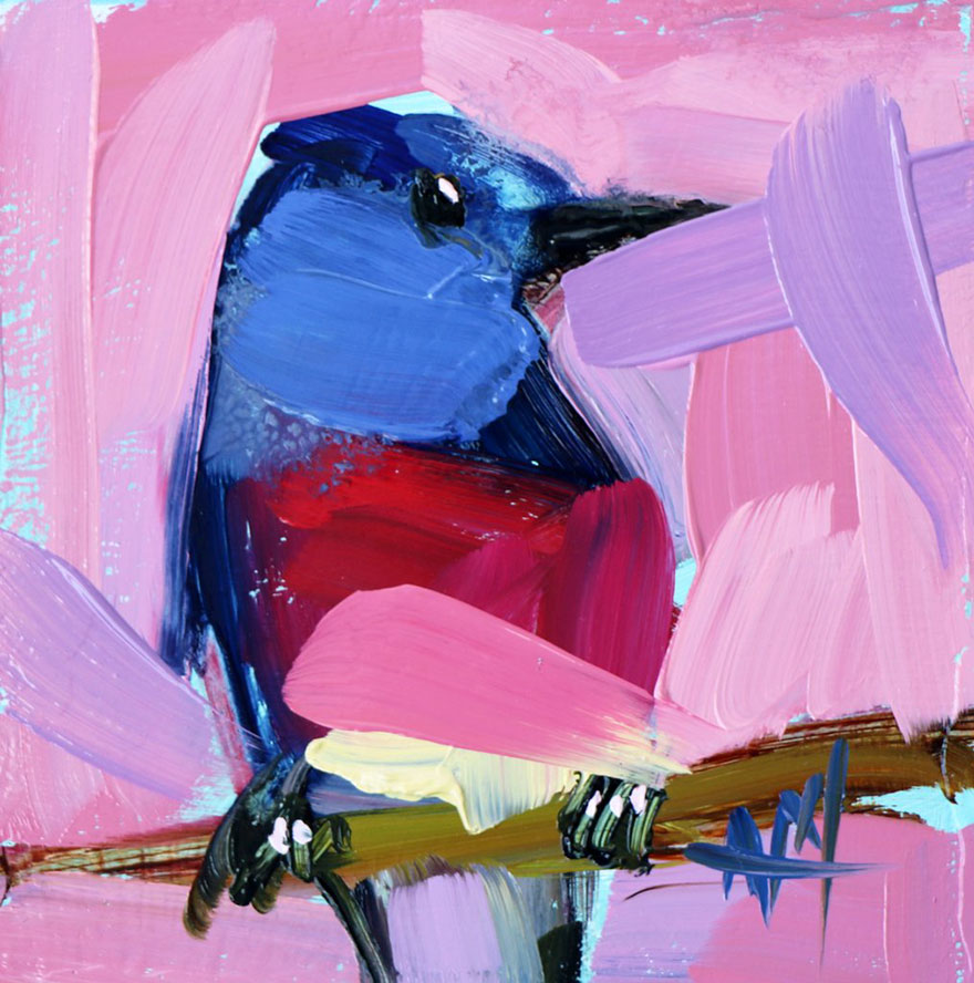Angela Moulton 8 oleo pintura pajaros impresionismo color