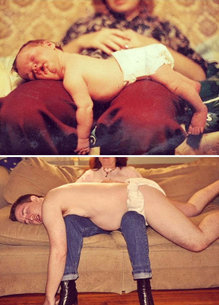Familia antes y despues 14 fotografia retro humor emocional experimento fotografico