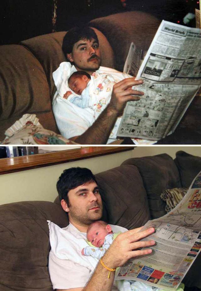 Familia antes y despues 3 fotografia retro humor emocional experimento fotografico